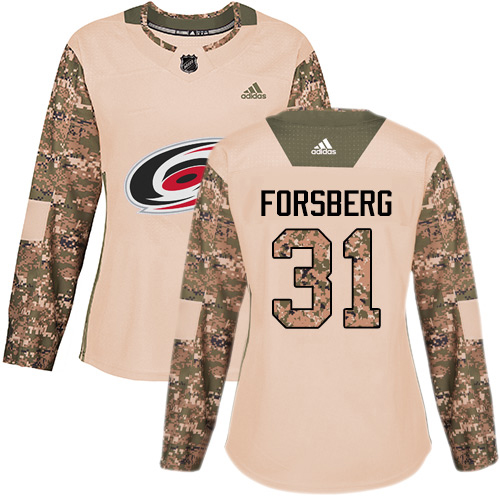 Adidas Hurricanes #31 Anton Forsberg Camo Authentic 2017 Veterans Day Women's Stitched NHL Jersey